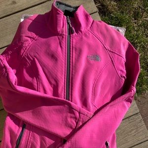 the north face womens bright pink zip up form fitted jacket coat size s